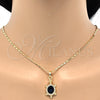 Oro Laminado Pendant Necklace, Gold Filled Style Turtle Design, with Black and White Crystal, Polished, Golden Finish, 04.213.0104.2.18 (02 MM Thickness, 18 Inches Length)