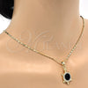 Oro Laminado Pendant Necklace, Gold Filled Style Turtle Design, with Black and White Crystal, Polished, Golden Finish, 04.213.0104.2.18 (02 MM Thickness, 18 Inches Length)