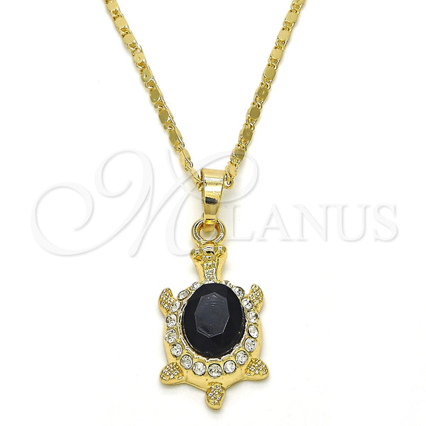 Gold Filled Necklace — Pendant Necklace Turtle Design with Black and White — main product view — SKU 118553 | Oro Laminado collar — Pendant Necklace Turtle diseño with negro and blanco — SKU 118553