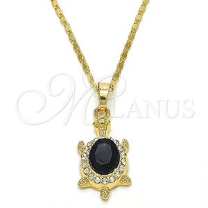 Gold Filled Necklace — Pendant Necklace Turtle Design with Black and White — main product view — SKU 118553 | Oro Laminado collar — Pendant Necklace Turtle diseño with negro and blanco — SKU 118553