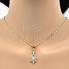 Oro Laminado Pendant Necklace, Gold Filled Style Turtle Design, with White Crystal, Polished, Golden Finish, 04.213.0104.4.18 (02 MM Thickness, 18 Inches Length)