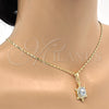 Oro Laminado Pendant Necklace, Gold Filled Style Turtle Design, with White Crystal, Polished, Golden Finish, 04.213.0104.4.18 (02 MM Thickness, 18 Inches Length)