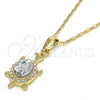 Oro Laminado Pendant Necklace, Gold Filled Style Turtle Design, with White Crystal, Polished, Golden Finish, 04.213.0104.4.18 (02 MM Thickness, 18 Inches Length)