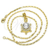Oro Laminado Pendant Necklace, Gold Filled Style Turtle Design, with White Crystal, Polished, Golden Finish, 04.213.0104.4.18 (02 MM Thickness, 18 Inches Length)