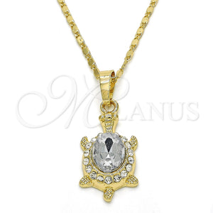 Gold Filled Necklace — Pendant Necklace Turtle Design with White Crystal Polished — main product view — SKU 118555 | Oro Laminado collar — Pendant Necklace Turtle diseño with cristal blanco pulido — SKU 118555