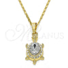 Oro Laminado Pendant Necklace, Gold Filled Style Turtle Design, with White Crystal, Polished, Golden Finish, 04.213.0104.4.18 (02 MM Thickness, 18 Inches Length)