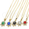 Oro Laminado Pendant Necklace, Gold Filled Style Turtle Design, with White Crystal, Polished, Golden Finish, 04.213.0104.4.18 (02 MM Thickness, 18 Inches Length)