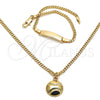 Oro Laminado Necklace and Earring, Gold Filled Style Miami Cuban Design, Polished, Golden Finish, 06.63.0188