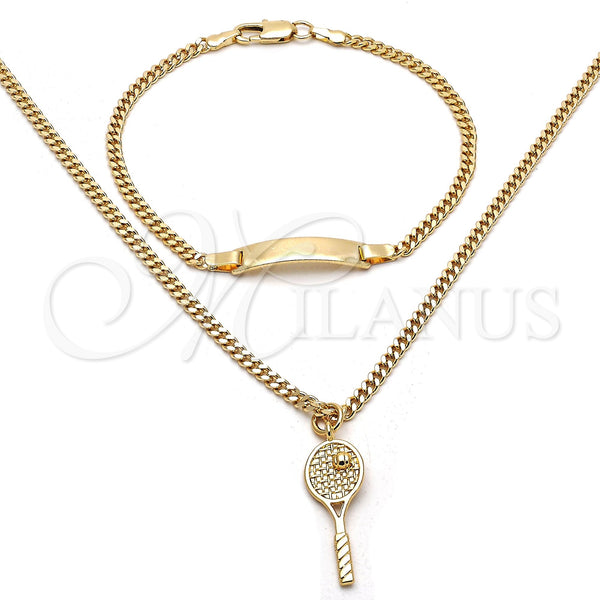 Gold Filled Ring — Earring and Pendant Children Set Miami Cuban Design — main product view — SKU 118558 | Oro Laminado anillo — Earring and Pendant Children Set Miami Cuban diseño — SKU 118558