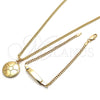 Oro Laminado Necklace and Earring, Gold Filled Style Ball and Miami Cuban Design, Polished, Golden Finish, 06.63.0196