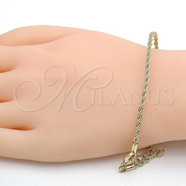 Gold Filled Bracelet — Basic Bracelet Rope Design Polished 04. 03 MM — alternate product view — SKU 118565 | Oro Laminado brazalete — básico Bracelet Rope diseño pulido 04. 03 MM — SKU 118565