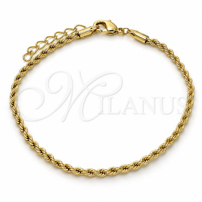 Oro Laminado Basic Bracelet, Gold Filled Style Rope Design, Polished, Golden Finish, 04.213.0105.07 (03 MM Thickness, 7 Inches Length)