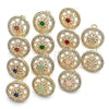 Oro Laminado Stud Earring, Gold Filled Style Flower and Baguette Design, with Green and White Cubic Zirconia, Polished, Golden Finish, 02.217.0080.3 *PROMO*