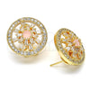 Oro Laminado Stud Earring, Gold Filled Style Flower Design, with Pink and White Cubic Zirconia, Polished, Golden Finish, 02.217.0080.6