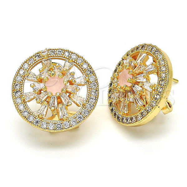 Gold Filled Ring — Stud Earring Flower Design with Pink and White — main product view — SKU 118582 | Oro Laminado anillo — Stud Earring flor diseño with Pink and blanco — SKU 118582