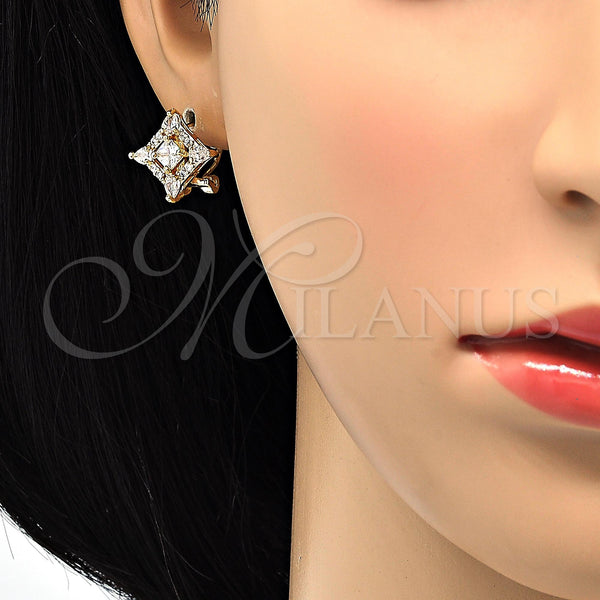 Gold Filled Ring — Stud Earring Teardrop Design with White Cubic Zirconia — alternate product view — SKU 118583 | Oro Laminado anillo — Stud Earring Teardrop diseño with blanco Cubic Zirconia — SKU 118583