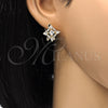 Oro Laminado Stud Earring, Gold Filled Style Teardrop Design, with White Cubic Zirconia, Polished, Golden Finish, 02.217.0081 *PROMO*