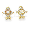 Oro Laminado Stud Earring, Gold Filled Style Teardrop Design, with White Cubic Zirconia, Polished, Golden Finish, 02.217.0081 *PROMO*
