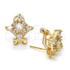 Oro Laminado Stud Earring, Gold Filled Style Teardrop Design, with White Cubic Zirconia, Polished, Golden Finish, 02.217.0081 *PROMO*