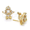 Oro Laminado Stud Earring, Gold Filled Style Teardrop Design, with White Cubic Zirconia, Polished, Golden Finish, 02.217.0081 *PROMO*