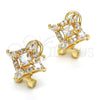 Oro Laminado Stud Earring, Gold Filled Style Teardrop Design, with White Cubic Zirconia, Polished, Golden Finish, 02.217.0081 *PROMO*
