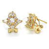 Oro Laminado Stud Earring, Gold Filled Style Teardrop Design, with White Cubic Zirconia, Polished, Golden Finish, 02.217.0081 *PROMO*