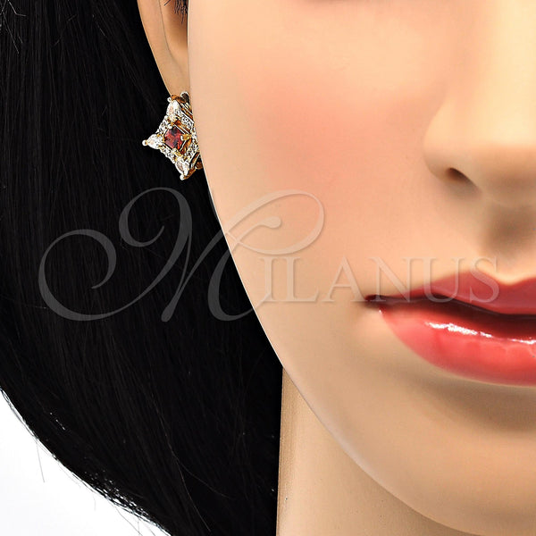 Gold Filled Ring — Stud Earring Teardrop Design with Ruby and White — alternate product view — SKU 118584 | Oro Laminado anillo — Stud Earring Teardrop diseño with Ruby and blanco — SKU 118584