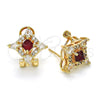 Oro Laminado Stud Earring, Gold Filled Style Teardrop Design, with Ruby and White Cubic Zirconia, Polished, Golden Finish, 02.217.0081.1 *PROMO*
