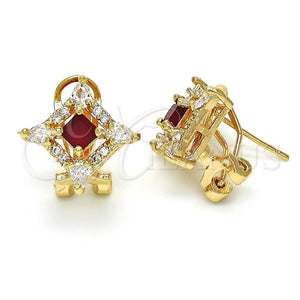 Gold Filled Ring — Stud Earring Teardrop Design with Ruby and White — main product view — SKU 118584 | Oro Laminado anillo — Stud Earring Teardrop diseño with Ruby and blanco — SKU 118584