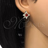 Oro Laminado Stud Earring, Gold Filled Style Teardrop Design, with Garnet and White Cubic Zirconia, Polished, Golden Finish, 02.217.0081.2 *PROMO*