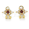Oro Laminado Stud Earring, Gold Filled Style Teardrop Design, with Garnet and White Cubic Zirconia, Polished, Golden Finish, 02.217.0081.2 *PROMO*