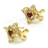 Oro Laminado Stud Earring, Gold Filled Style Teardrop Design, with Garnet and White Cubic Zirconia, Polished, Golden Finish, 02.217.0081.2 *PROMO*