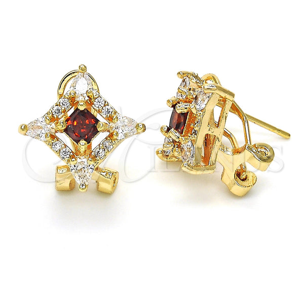 Gold Filled Ring — Stud Earring Teardrop Design with Garnet and White — main product view — SKU 118585 | Oro Laminado anillo — Stud Earring Teardrop diseño with Garnet and blanco — SKU 118585