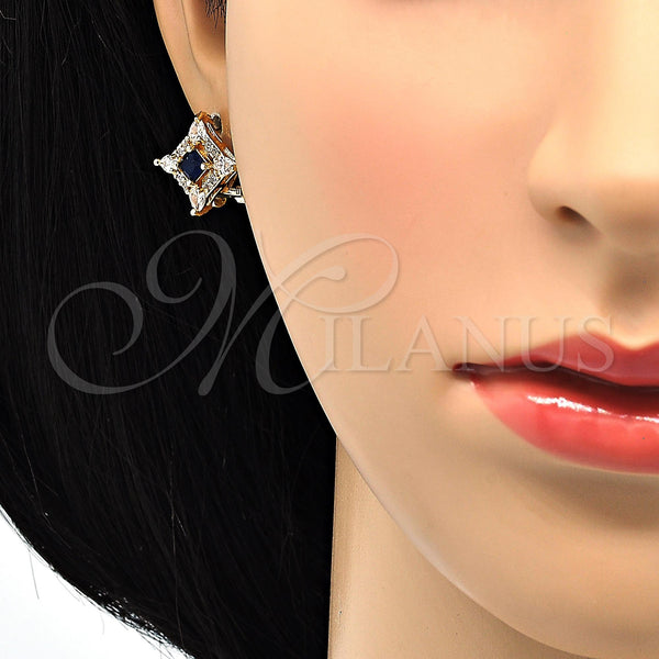 Gold Filled Ring — Stud Earring Teardrop Design with Sapphire Blue and — alternate product view — SKU 118587 | Oro Laminado anillo — Stud Earring Teardrop diseño with Sapphire Blue and — SKU 118587