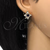 Oro Laminado Stud Earring, Gold Filled Style Teardrop Design, with Sapphire Blue and White Cubic Zirconia, Polished, Golden Finish, 02.217.0081.4 *PROMO*