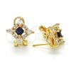Oro Laminado Stud Earring, Gold Filled Style Teardrop Design, with Sapphire Blue and White Cubic Zirconia, Polished, Golden Finish, 02.217.0081.4 *PROMO*