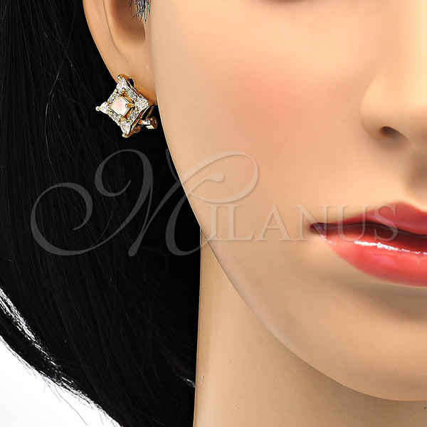 Gold Filled Ring — Stud Earring Teardrop Design with Pink and White — alternate product view — SKU 118589 | Oro Laminado anillo — Stud Earring Teardrop diseño with Pink and blanco — SKU 118589