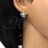 Oro Laminado Stud Earring, Gold Filled Style Teardrop Design, with Pink and White Cubic Zirconia, Polished, Golden Finish, 02.217.0081.6