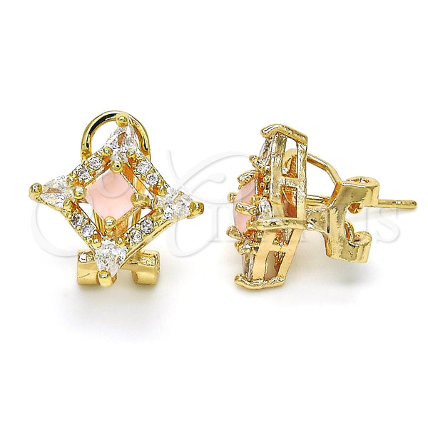 Gold Filled Ring — Stud Earring Teardrop Design with Pink and White — main product view — SKU 118589 | Oro Laminado anillo — Stud Earring Teardrop diseño with Pink and blanco — SKU 118589