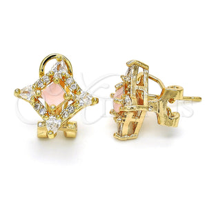 Gold Filled Ring — Stud Earring Teardrop Design with Pink and White — main product view — SKU 118589 | Oro Laminado anillo — Stud Earring Teardrop diseño with Pink and blanco — SKU 118589