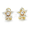 Oro Laminado Stud Earring, Gold Filled Style Star Design, with White Cubic Zirconia, Polished, Golden Finish, 02.217.0082 *PROMO*