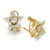 Oro Laminado Stud Earring, Gold Filled Style Star Design, with White Cubic Zirconia, Polished, Golden Finish, 02.217.0082 *PROMO*