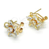 Oro Laminado Stud Earring, Gold Filled Style Star Design, with White Cubic Zirconia, Polished, Golden Finish, 02.217.0082 *PROMO*