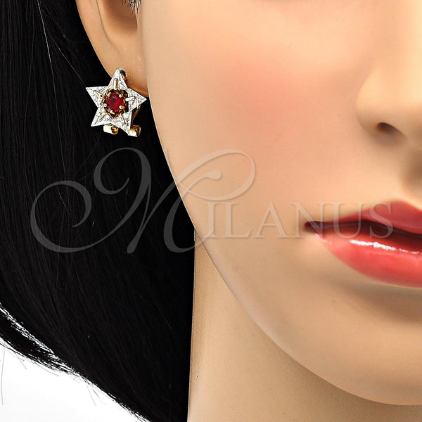 Gold Filled Ring — Stud Earring Star Design with Ruby and White — alternate product view — SKU 118591 | Oro Laminado anillo — Stud Earring estrella diseño with Ruby and blanco — SKU 118591