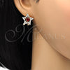 Oro Laminado Stud Earring, Gold Filled Style Star Design, with Ruby and White Cubic Zirconia, Polished, Golden Finish, 02.217.0082.1 *PROMO*