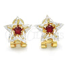 Oro Laminado Stud Earring, Gold Filled Style Star Design, with Ruby and White Cubic Zirconia, Polished, Golden Finish, 02.217.0082.1 *PROMO*