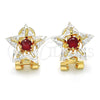 Oro Laminado Stud Earring, Gold Filled Style Star Design, with Ruby and White Cubic Zirconia, Polished, Golden Finish, 02.217.0082.1 *PROMO*
