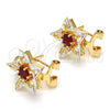 Oro Laminado Stud Earring, Gold Filled Style Star Design, with Ruby and White Cubic Zirconia, Polished, Golden Finish, 02.217.0082.1 *PROMO*