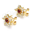 Oro Laminado Stud Earring, Gold Filled Style Star Design, with Ruby and White Cubic Zirconia, Polished, Golden Finish, 02.217.0082.1 *PROMO*