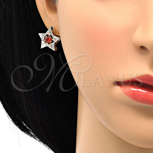 Gold Filled Ring — Stud Earring Star Design with Garnet and White — alternate product view — SKU 118592 | Oro Laminado anillo — Stud Earring estrella diseño with Garnet and blanco — SKU 118592
